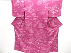 未使用品　絞り地紙に草花模様付け下げ小紋着物